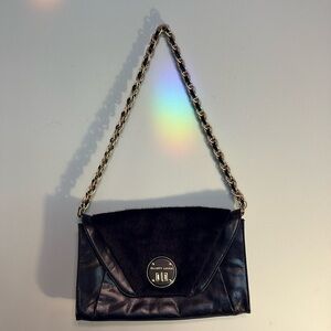 Elliott Luca Black Leather and Hair Purse
